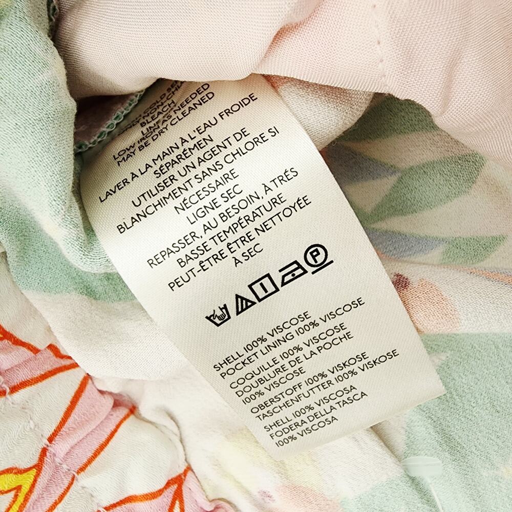 Maeve Anthropologie Pink Multicolor Print Straight Leg Silky Pull On Pants S NWT - Picture 12 of 13